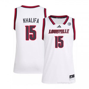 Aly Khalifa #15 White Louisville Men's University Basketball Jersey | Cardinal Nation Essential 80F6gs22