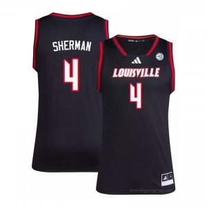 Louisville Cardinals Cole Sherman #4 Black Men's Basketball Jersey | NCAA Licensed Stitch Replica 82oS3n0G