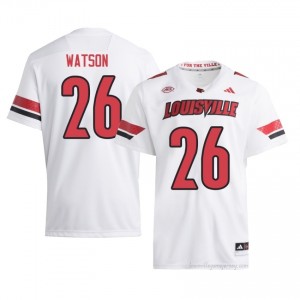 Duke Watson #26 White Louisville Men's University Football Jersey | Cardinal Nation Essential 52l3Ku8m
