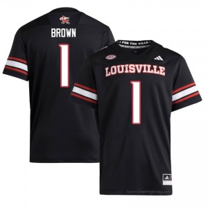 Louisville Cardinals Isaac Brown #1 Black Men's Football Jersey | NCAA Licensed Stitch Replica 63577p1r