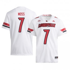 Miller Moss #7 White Louisville Men's University Football Jersey | Cardinal Nation Essential 3904RmbW