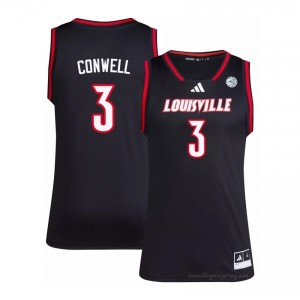 Official Black Ryan Conwell Cardinals #3 Men's Basketball Jersey | University of Louisville Gameday Wear 95j68epW