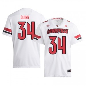 TJ Quinn #34 White Louisville Men's University Football Jersey | Cardinal Nation Essential 88iF05CG
