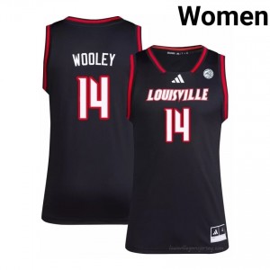 Louisville Cardinals Adrian Wooley #14 Black Women's Basketball Jersey | NCAA Licensed Stitch Replica 61T0D62Q