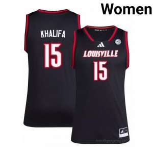 Official Black Aly Khalifa Cardinals #15 Women's Basketball Jersey | University of Louisville Gameday Wear 663YJ1e4