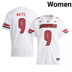Official White Antonio Watts Cardinals #9 Women's Football Jersey | University of Louisville Gameday Wear 33R850a3