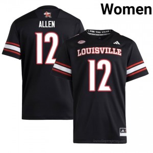 Brady Allen #12 Black Louisville Women's University Football Jersey | Cardinal Nation Essential 91SIA8Pu