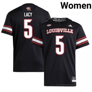 Louisville Cardinals Caullin Lacy #5 Black Women's Football Jersey | NCAA Licensed Stitch Replica 37v06K6w