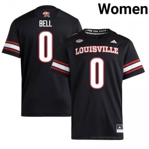Official Black Chris Bell Cardinals #0 Women's Football Jersey | University of Louisville Gameday Wear 71B71bmV