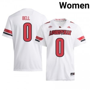 Cardinals Chris Bell #0 White Women's Football Jersey | NCAA Licensed Embroidery Replica 581cG808