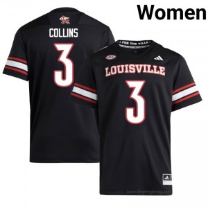 Louisville Cardinals Dacari Collins #3 Black Women's Football Jersey | NCAA Licensed Stitch Replica 26Q1b1fF