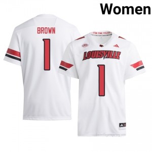 Official White Isaac Brown Cardinals #1 Women's Football Jersey | University of Louisville Gameday Wear 153aT4t5