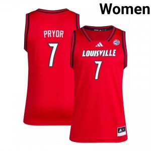 Red Kasean Pryor #7 Louisville Women's Player Jersey | Premium Stitched Basketball Fan Apparel 298uC163
