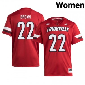Louisville Keyjuan Brown #22 Red Women's Football Jersey | NCAA Licensed Stitched Replica 38tB8dV6