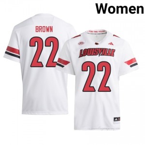 Official White Keyjuan Brown Cardinals #22 Women's Football Jersey | University of Louisville Gameday Wear 76657PNy