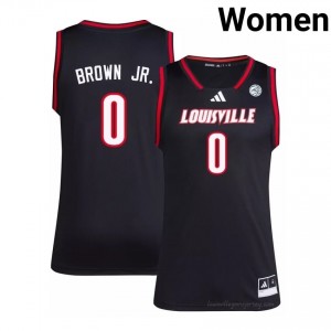 Louisville Cardinals Mikel Brown Jr. #0 Black Women's Basketball Jersey | NCAA Licensed Stitch Replica 77Igs70V
