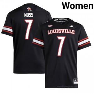 Official Black Miller Moss Cardinals #7 Women's Football Jersey | University of Louisville Gameday Wear 6058721o