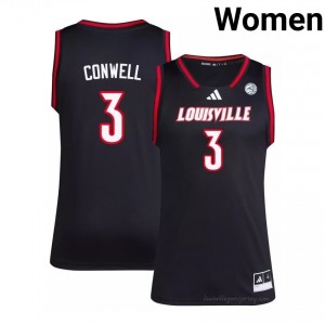 Ryan Conwell #3 Black Louisville Women's University Basketball Jersey | Cardinal Nation Essential 58R1xQ2K