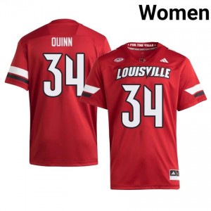 Red TJ Quinn #34 Louisville Women's Player Jersey | Premium Stitched Football Fan Apparel 412I5r17