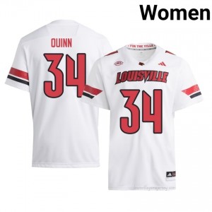 Cardinals TJ Quinn #34 White Women's Football Jersey | NCAA Licensed Embroidery Replica 4070475d