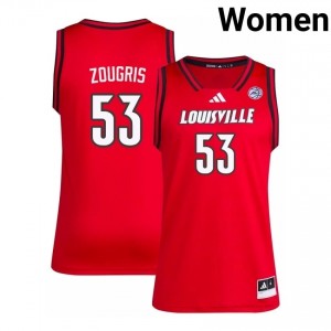 Louisville Vangelis Zougris #53 Red Women's Basketball Jersey | NCAA Licensed Stitched Replica 40UnMEr3