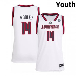 Official White Adrian Wooley Cardinals #14 Youth Basketball Jersey | University of Louisville Gameday Wear 92w6551D
