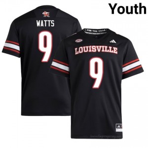 Black Antonio Watts #9 Louisville Cardinals Youth Player Jersey | Premium Stitch Football Fan Apparel 764I64P2