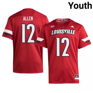 Brady Allen #12 Red Louisville Youth University Football Jersey | Cardinal Nation Essential 4465877s
