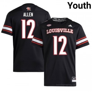 Louisville Cardinals Brady Allen #12 Black Youth Football Jersey | NCAA Licensed Stitch Replica 713dK7I2