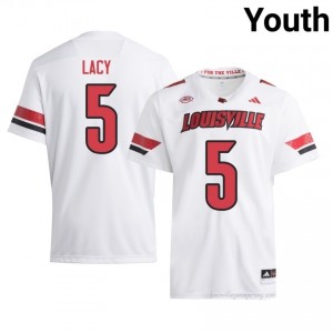 Official White Caullin Lacy Cardinals #5 Youth Football Jersey | University of Louisville Gameday Wear 762R3358