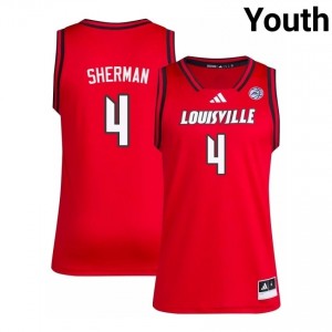 #4 Louisville Red Youth College Basketball Elite Jersey | Essential Fan Collection 5011Lw27