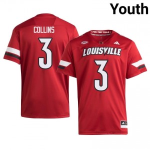 Louisville Dacari Collins #3 Red Youth Football Jersey | NCAA Licensed Stitched Replica 684Sc8Lu