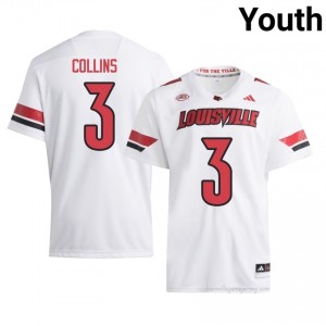 Official White Dacari Collins Cardinals #3 Youth Football Jersey | University of Louisville Gameday Wear 55MOj814