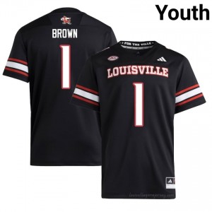 Black Isaac Brown #1 Louisville Cardinals Youth Player Jersey | Premium Stitch Football Fan Apparel 948yyHD7