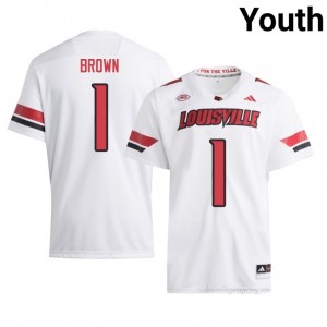 Isaac Brown #1 White Louisville Youth University Football Jersey | Cardinal Nation Essential 42XM816L