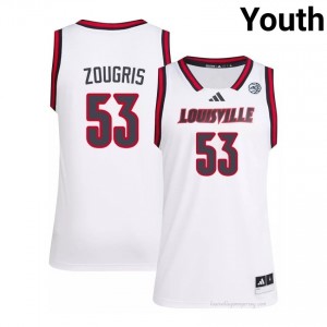 Vangelis Zougris #53 White Louisville Youth University Basketball Jersey | Cardinal Nation Essential 17E8I134